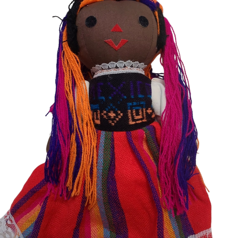 Colorful Handmade Doll with Embroidered Dress